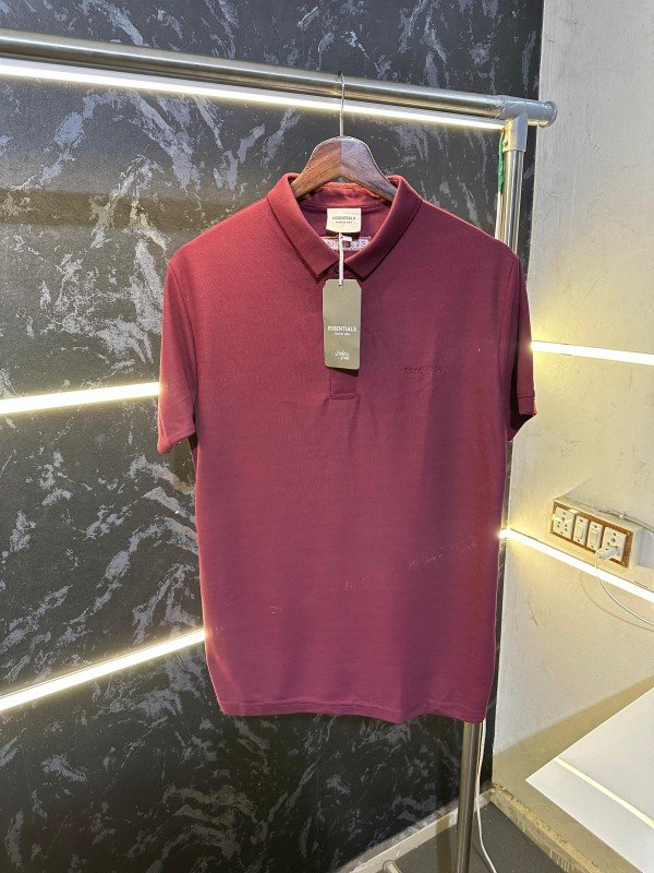 Fear of God Essential Fog Fear Of God Premium Polo Tshirt Maroon - Image 1