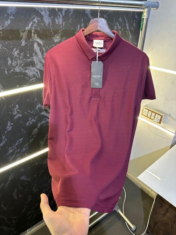 Fear of God Essential Fog Fear Of God Premium Polo Tshirt Maroon - Image 2
