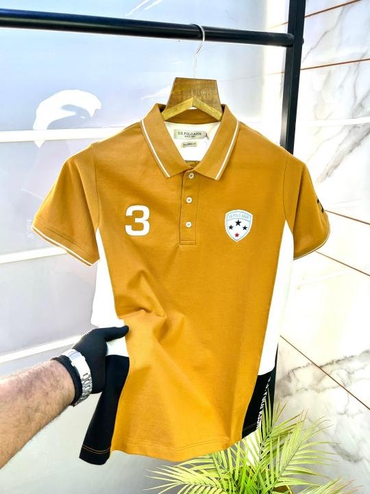 Sale Us Polo Mustard Premium Embroidery Logo Collar Neck T-shirt F2683-MU - Image 2