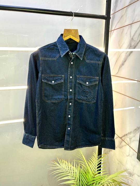 Balmain  Paris Logo Blue Super Premium Denim Shirt F2732-B3