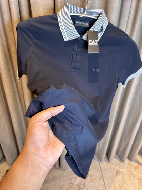 Emporio Armani Black Premium Collar Neck Polo T-Shirt - Image 2