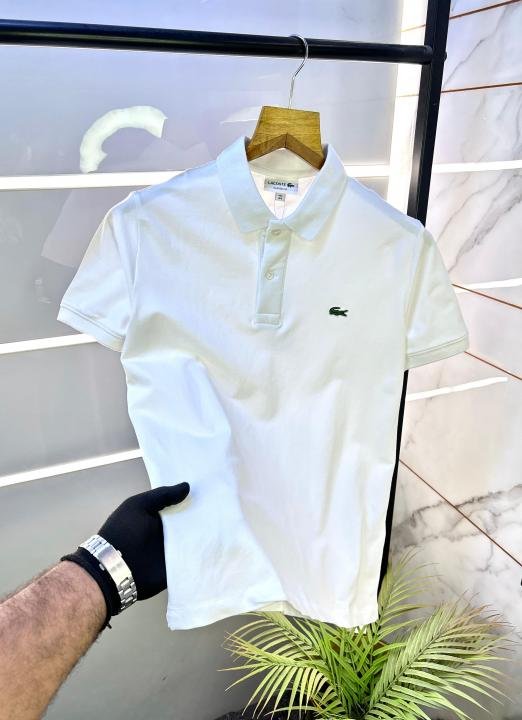 Laco Sale Lacoste White Polo Premium Collar Neck T-shirt F2776-WH - Image 12