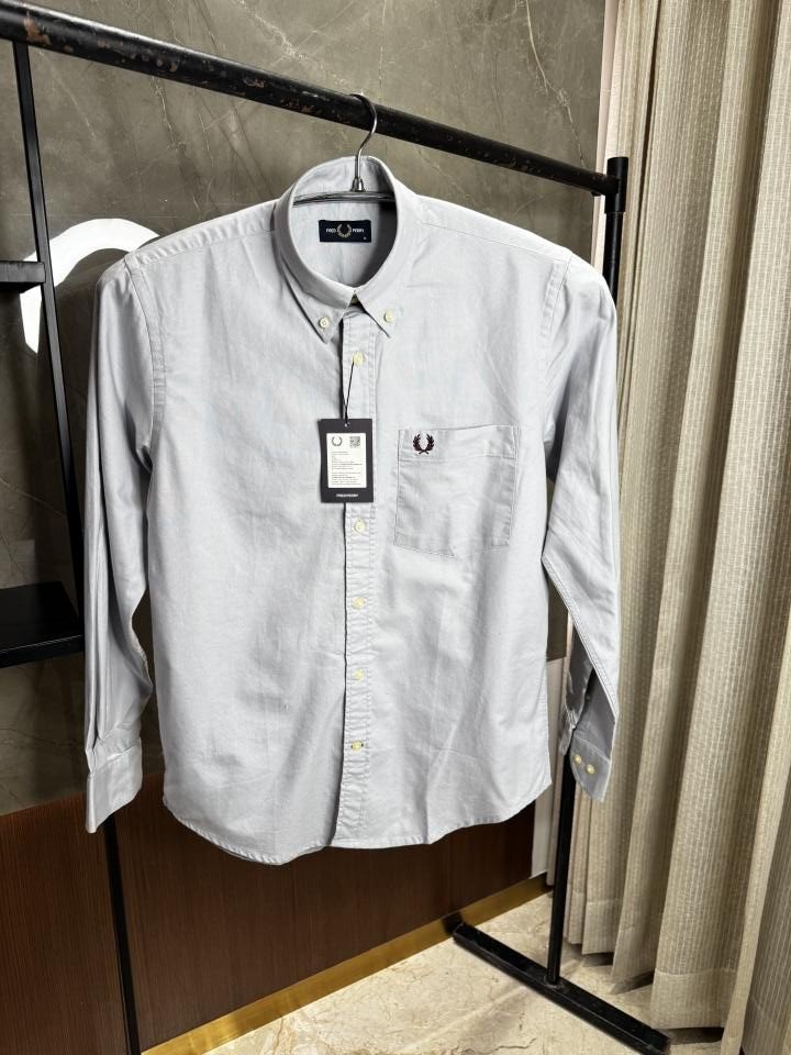 Fred Perry Fredperry grey oxford cotton shirt