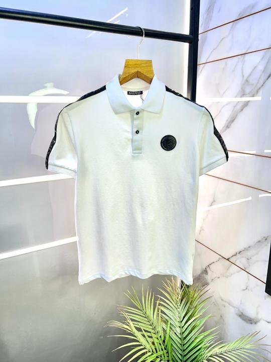Balmain  Paris White Imported Premium Polo Collar Neck T-shirt F3035-W3