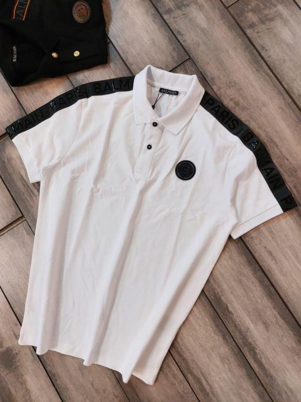 Balmain  Paris White Imported Premium Polo Collar Neck T-shirt F3035-W3 - Image 16