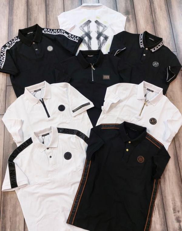 Balmain  Paris White Imported Premium Polo Collar Neck T-shirt F3035-W3 - Image 15