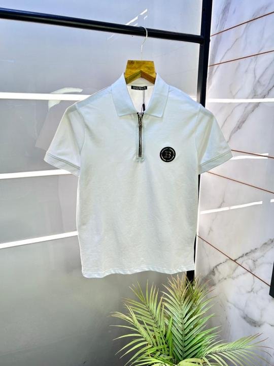 Balmain  Paris White Imported Premium Polo Collar Neck T-shirt F3035-W2