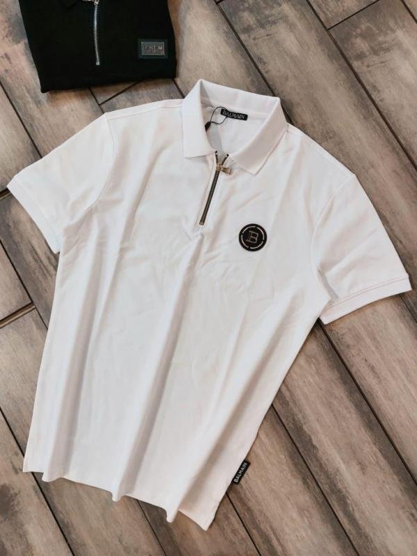 Balmain  Paris White Imported Premium Polo Collar Neck T-shirt F3035-W2 - Image 7