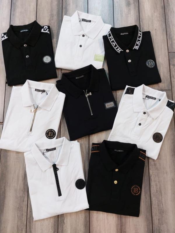 Balmain  Paris White Imported Premium Polo Collar Neck T-shirt F3035-W2 - Image 2