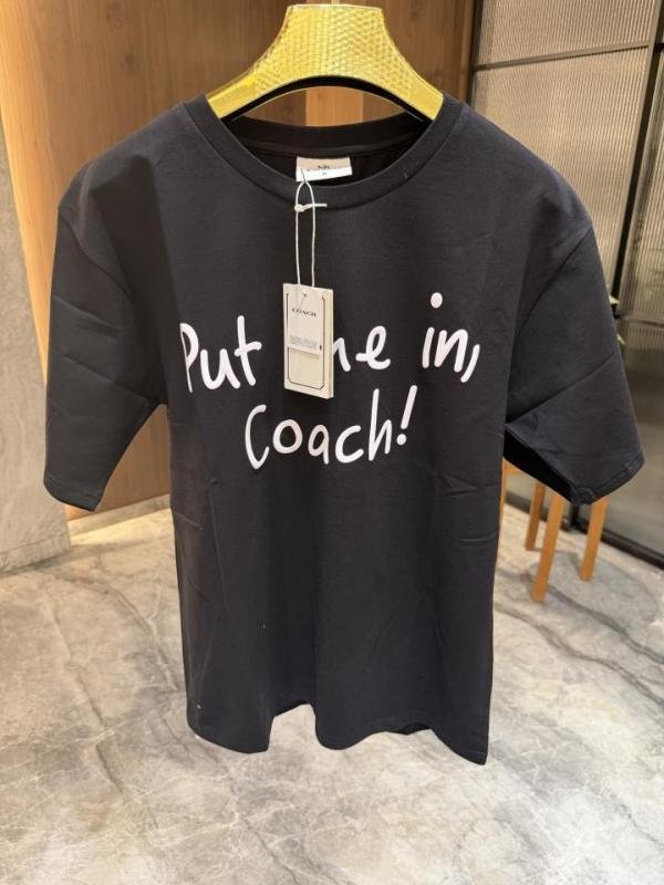 Coach Coac h Black All over Printed Round Neck Imported Tshirt - Image 1