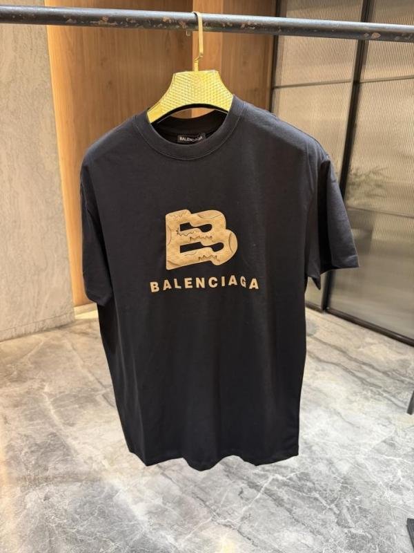 Balenciaga Black Velvet Print Round neck Tshirt - Image 1