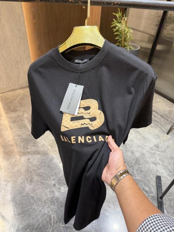 Balenciaga Black Velvet Print Round neck Tshirt - Image 2