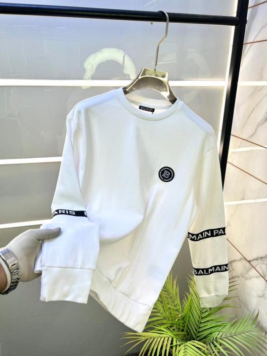 Balmain  Paris Imported White Super Premium Sweatshirts F3455-WH - Image 8