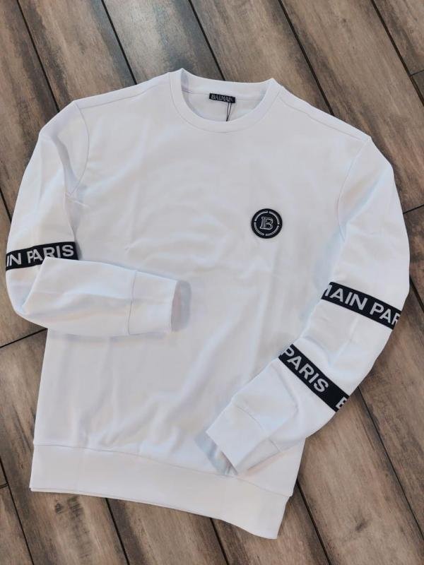 Balmain  Paris Imported White Super Premium Sweatshirts F3455-WH - Image 7