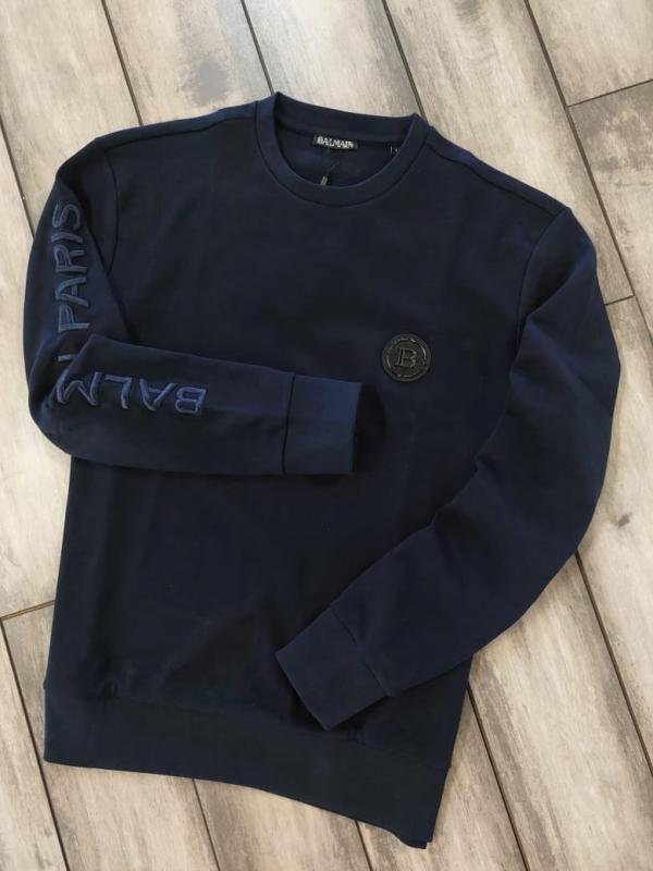 Balmain  Paris Imported Embroidery Print Navy Super Premium Sweatshirts F3455-NY - Image 8