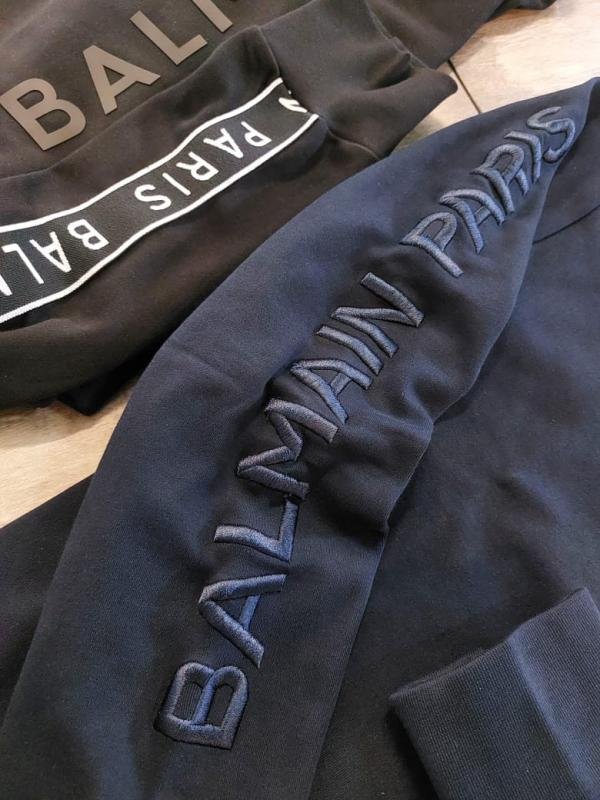 Balmain  Paris Imported Embroidery Print Navy Super Premium Sweatshirts F3455-NY - Image 7