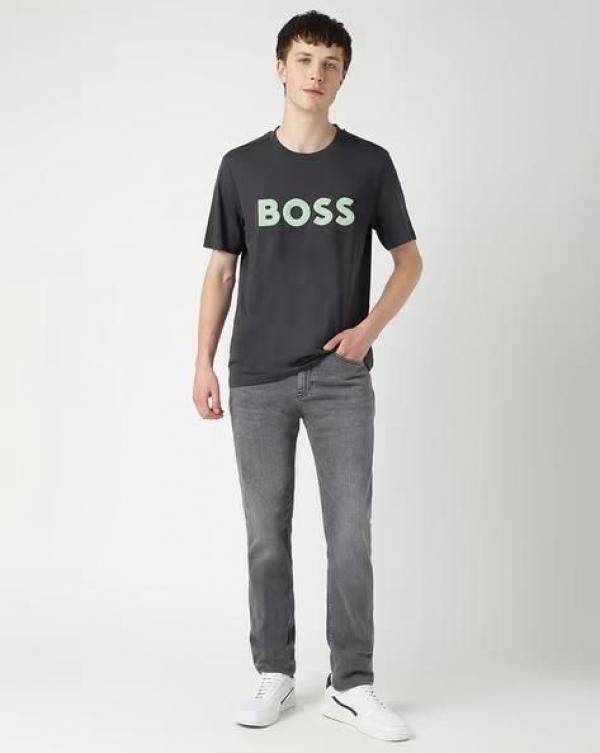Boss Black Embossed Print Premium Round Neck Polo T-shirt F3423-BL - Image 9