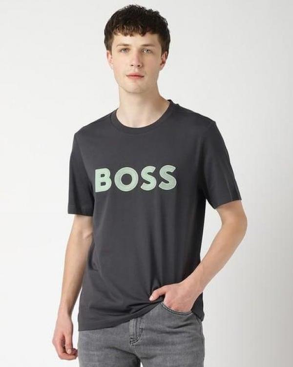 Boss Black Embossed Print Premium Round Neck Polo T-shirt F3423-BL - Image 8