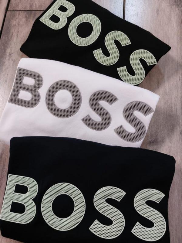 Boss Black Embossed Print Premium Round Neck Polo T-shirt F3423-BL - Image 7