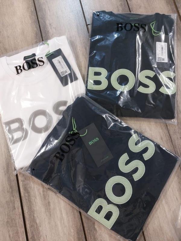 Boss Black Embossed Print Premium Round Neck Polo T-shirt F3423-BL - Image 4