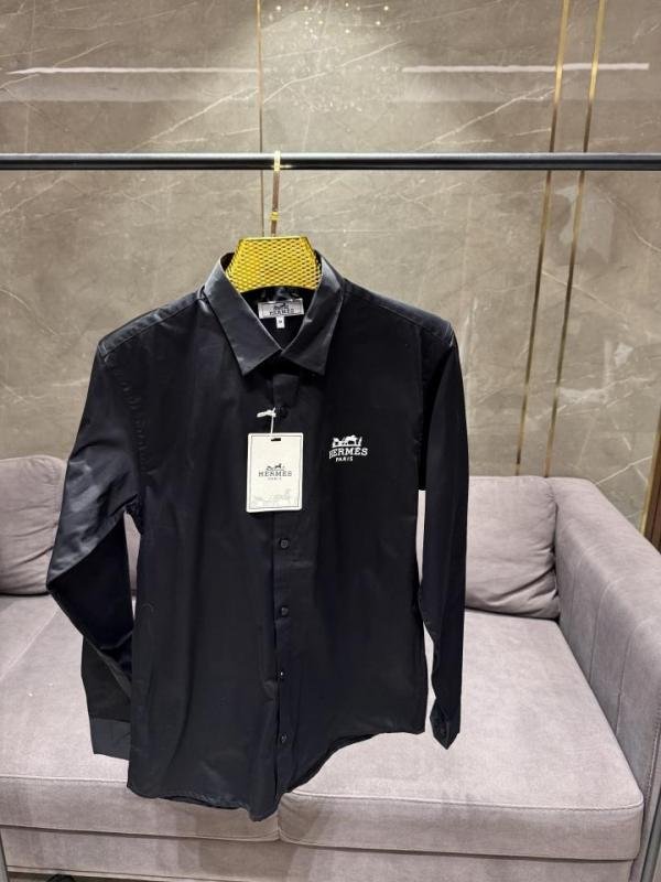 Hermes PARIS BLACK PREMIUM LUXURY FRONT PRINTED SHIRT - Image 2
