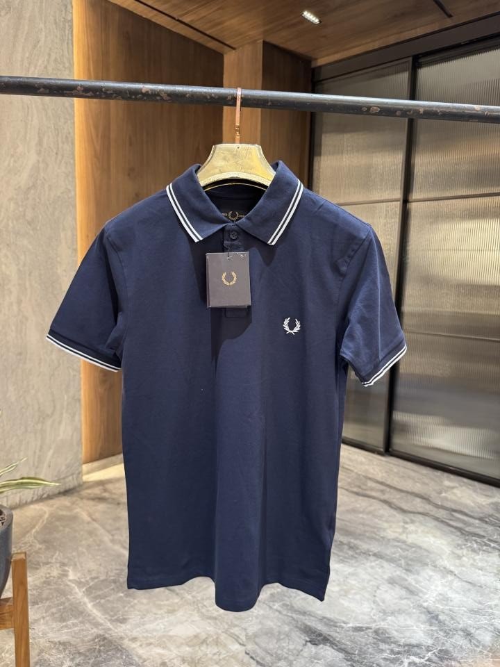 Fred Perry NAVY BLUE KNITTED PREMIUM POLO TSHIRT STORE ARTICLE