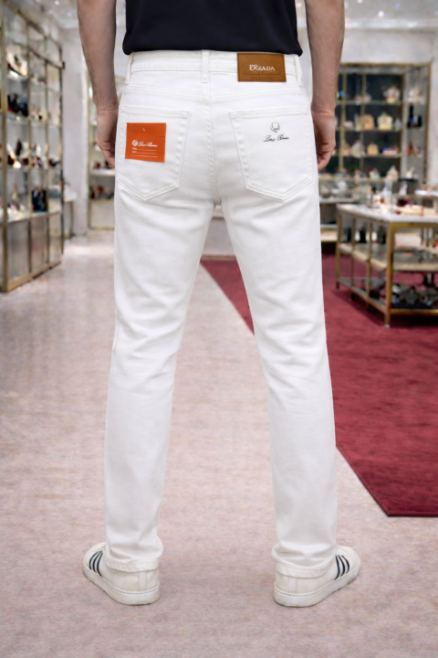 Loro Piana Imported White Super Premium Denim F3116-WH - Image 1