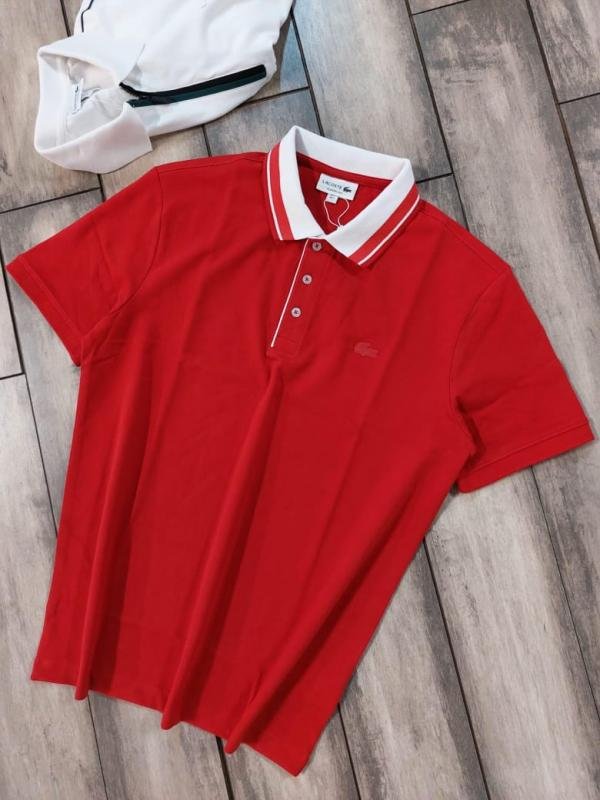 Lacoste  Red Polo Premium Collar Neck T-shirt F3457-RE - Image 9