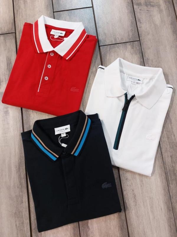 Lacoste  Red Polo Premium Collar Neck T-shirt F3457-RE - Image 4
