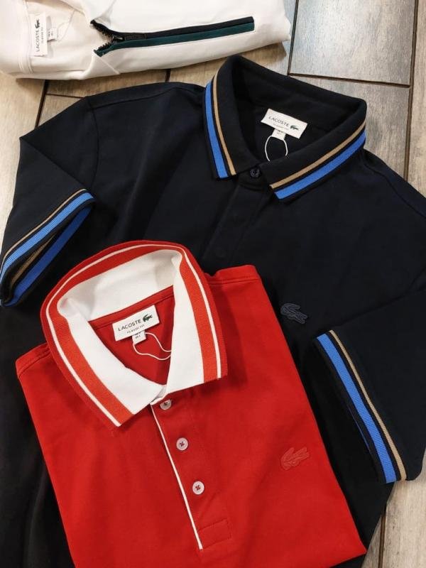Lacoste  Red Polo Premium Collar Neck T-shirt F3457-RE - Image 2