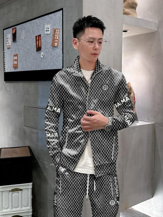 Balmain  Paris Logo Imported Embossed Print Brown Super Premium Track Suit With Brand Carry Bag F2338-BR - Image 11