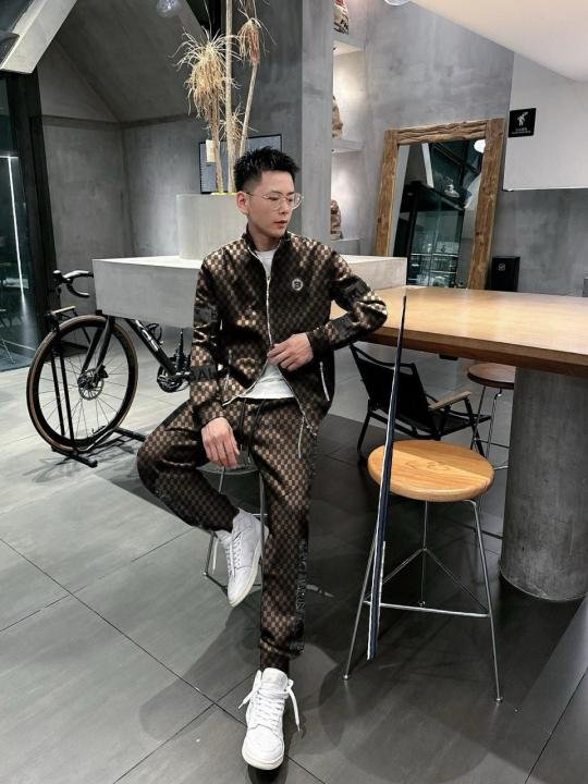 Balmain  Paris Logo Imported Embossed Print Brown Super Premium Track Suit With Brand Carry Bag F2338-BR - Image 10