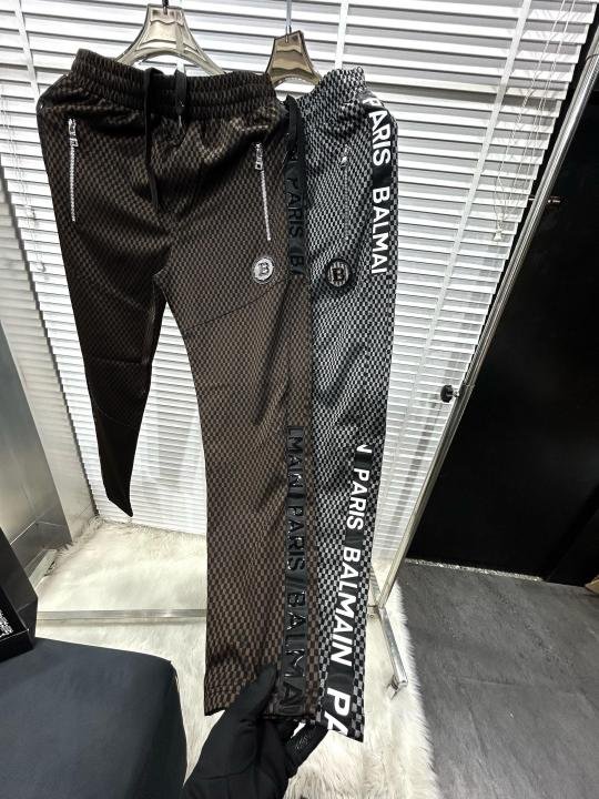 Balmain  Paris Logo Imported Embossed Print Brown Super Premium Track Suit With Brand Carry Bag F2338-BR - Image 5