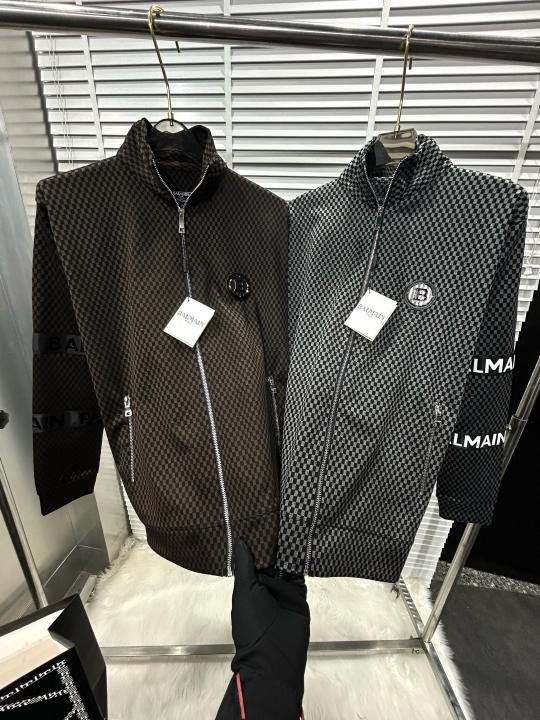 Balmain  Paris Logo Imported Embossed Print Brown Super Premium Track Suit With Brand Carry Bag F2338-BR - Image 4