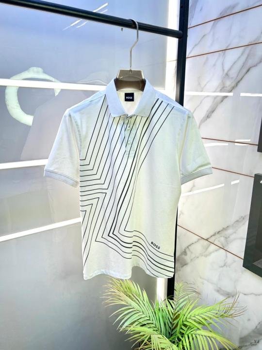 Boss White Collar Neck Premium Polo T-shirt F3137-WH - Image 1