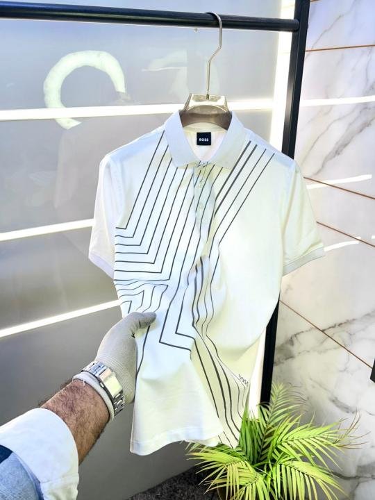 Boss White Collar Neck Premium Polo T-shirt F3137-WH - Image 2