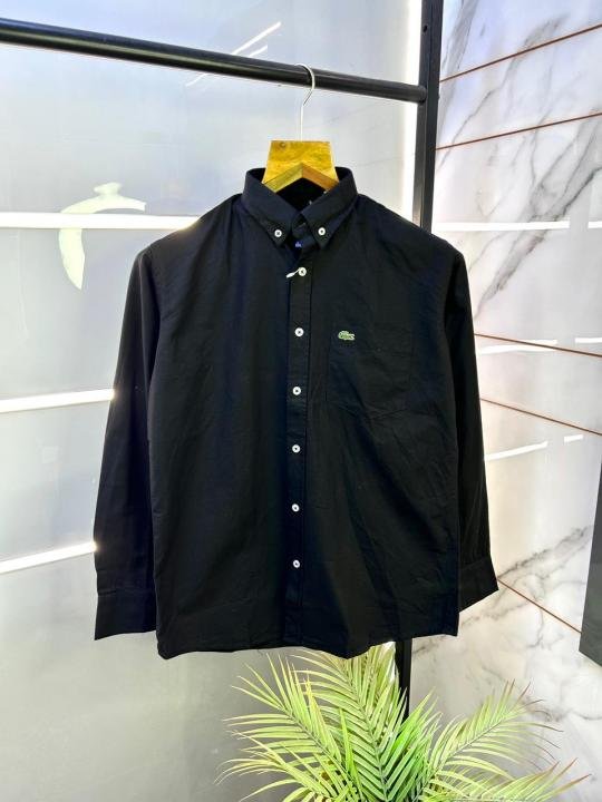 Lacoste  Black Oxford Lycra Premium Shirts F3010-BL