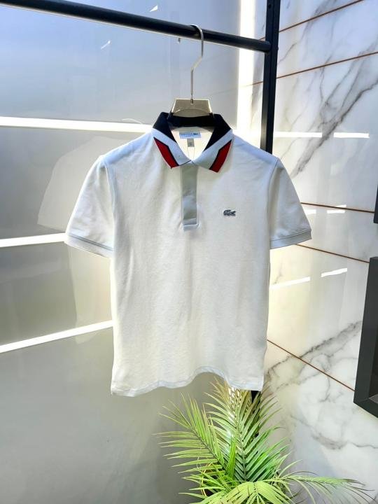 69bd0ea36db520.jpeg Lacoste White Polo Premium Collar Neck T-shirt F3388-W2 - Image 1