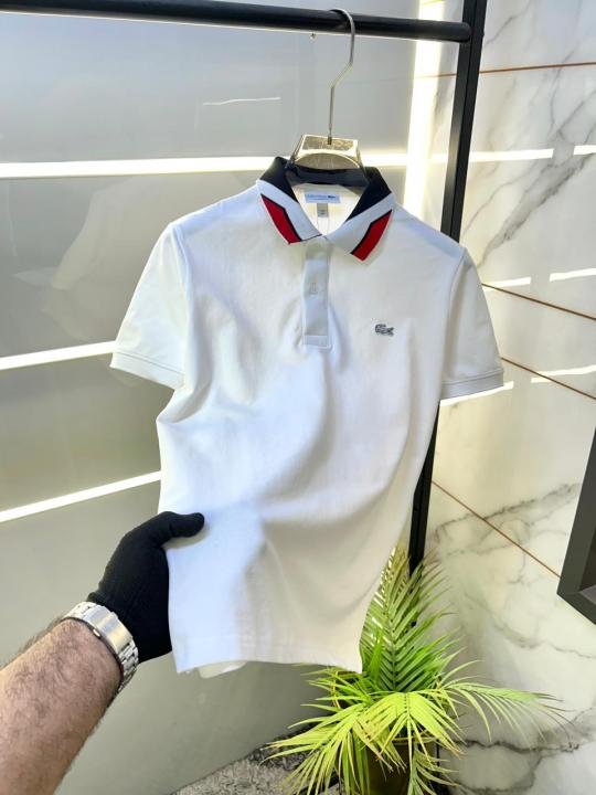 Lacoste  White Polo Premium Collar Neck T-shirt F3388-W2 - Image 2