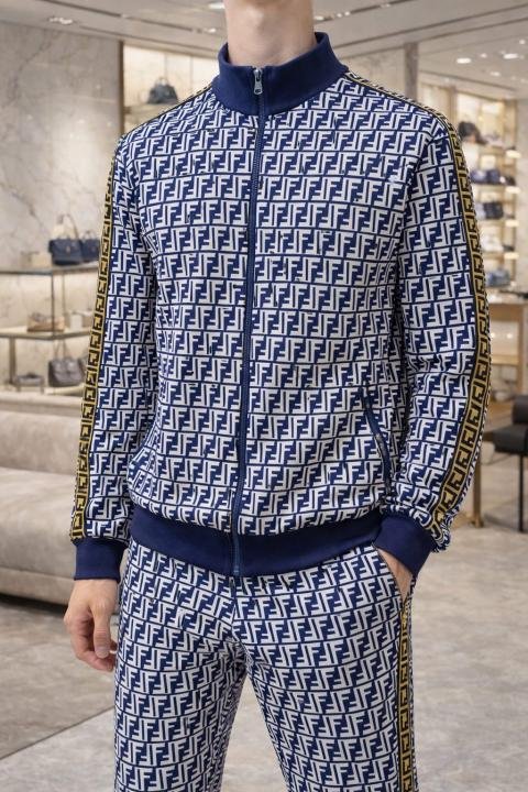 Fendi Fend i Imported Navy Monogram Printed Premium Track Suit F3296-NY