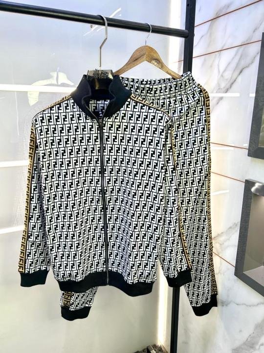 Fendi Fend i Imported Black Monogram Printed Super Premium Track Suit F3296-BL - Image 10