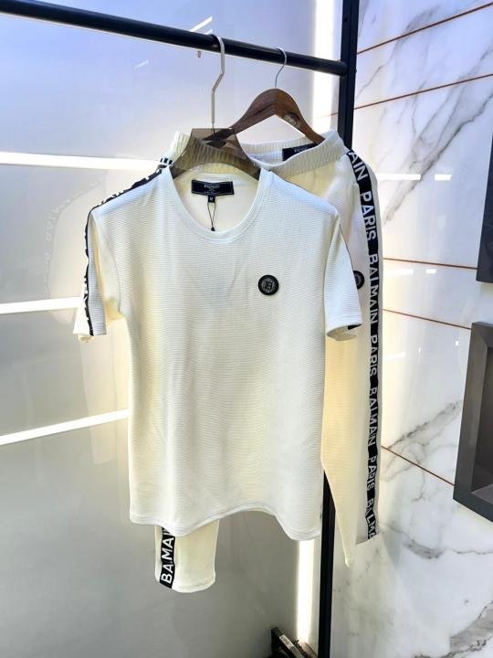 Balmain  Paris White Imported Embossed Print Premium Track Suit Brand Carry Bag Packing F3614-WH