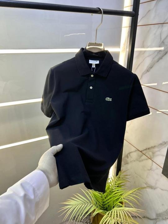Lacoste  Black Polo Premium Collar Neck T-shirt F3620-BL - Image 6