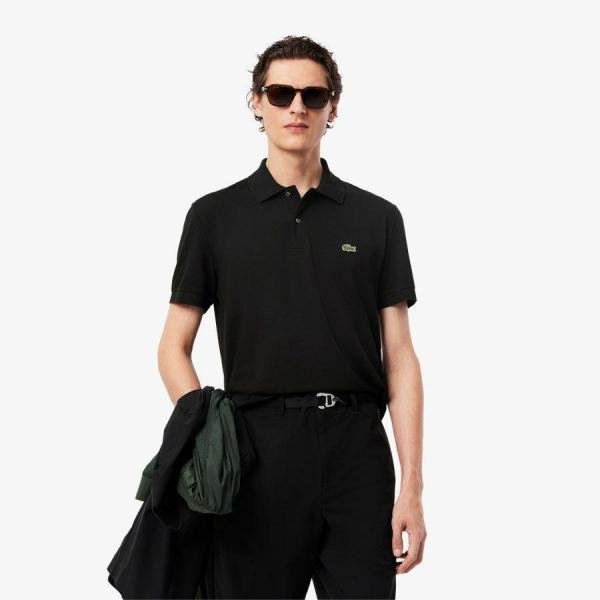 Lacoste  Black Polo Premium Collar Neck T-shirt F3620-BL - Image 1