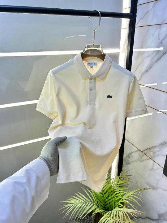 Lacoste  Cream Polo Premium Collar Neck T-shirt F3620-CR - Image 8