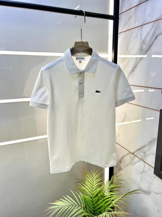 Lacoste  White Polo Premium Collar Neck T-shirt F3620-WH - Image 8