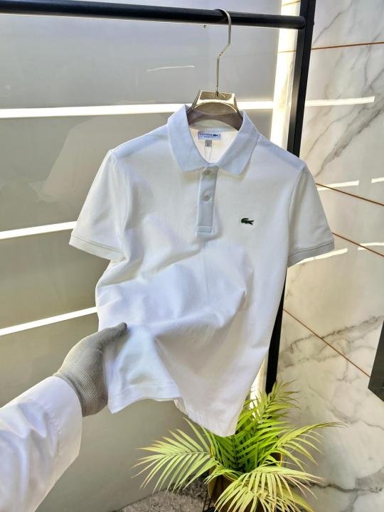 Lacoste  White Polo Premium Collar Neck T-shirt F3620-WH - Image 7