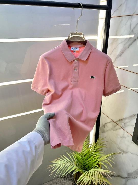 Lacoste  Pink Polo Premium Collar Neck T-shirt F3620-PI - Image 9