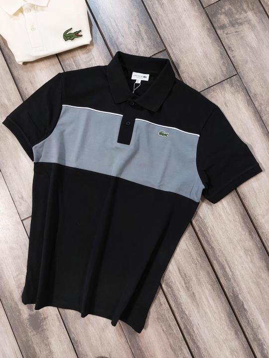 Lacoste  Black Polo Premium Collar Neck T-shirt F3503-B1 - Image 9