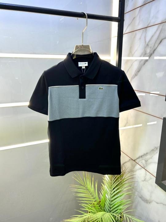 Lacoste  Black Polo Premium Collar Neck T-shirt F3503-B1 - Image 8